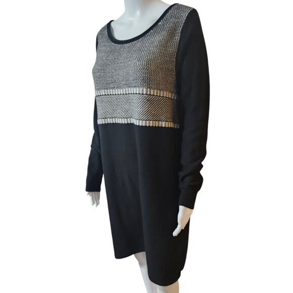 Athleta Cloudbreak Black and Gray Long Sleeve Merino Wool Sweater Dress Size L - Picture 3 of 10